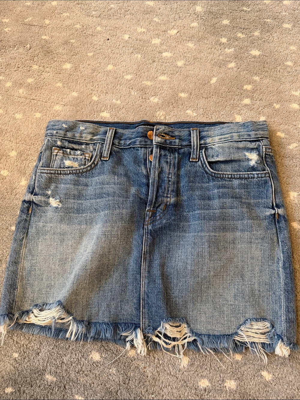 J Brand Denim Distressed Mini Skirt - Blue